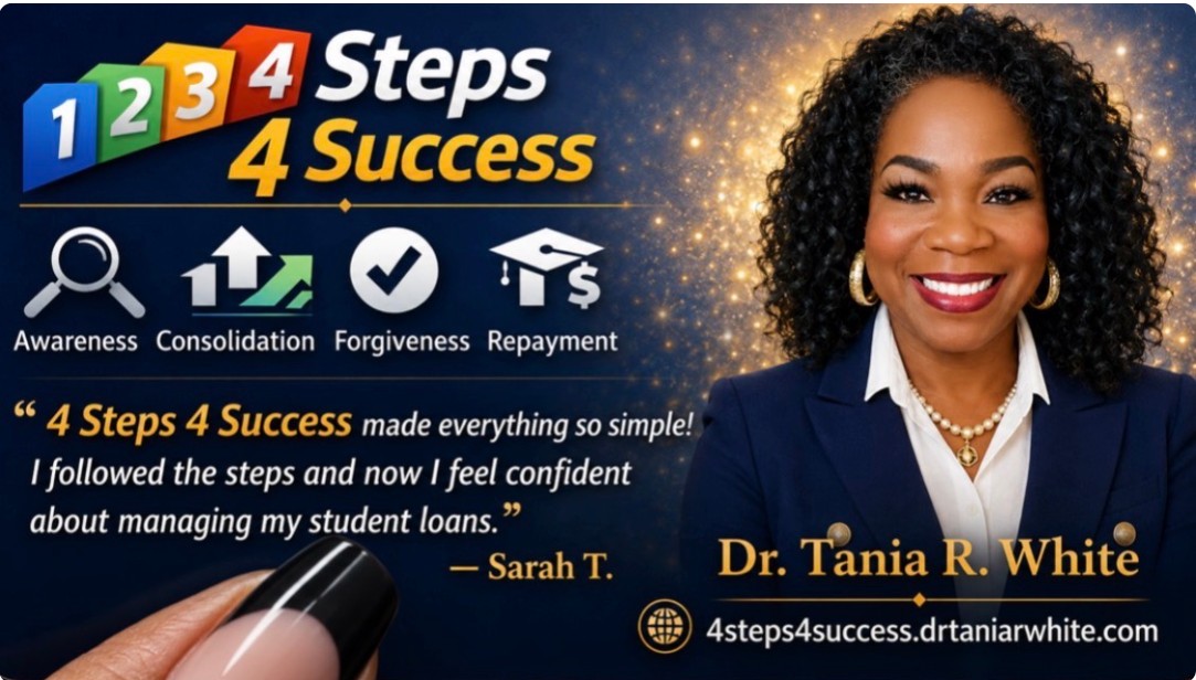 4 Steps 4 Success — Awareness, Consolidation, Forgiveness, Repayment — Dr. Tania R. White